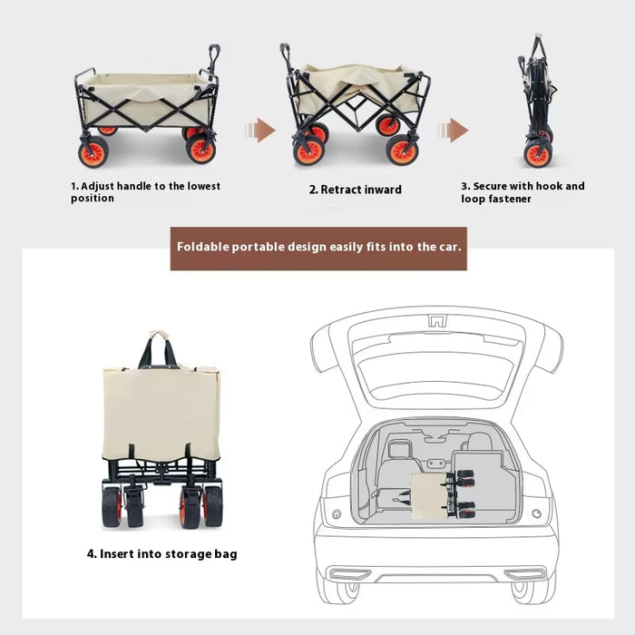 AMX 150L Outdoor Camping Wagon Shopping Multipurpose Duty Power Beach Trolley Cart Collapsible Wagon Garden Camper Trailer (Black)