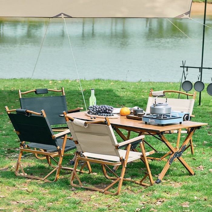 120cm Garden Outdoor Furniture Camping Chair Table Egg Roll Picnic Desk Folding Beach Set - Amazingooh Wholesale