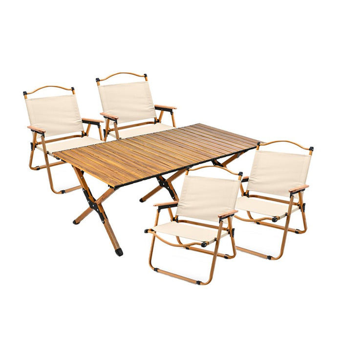 120cm Garden Outdoor Furniture Camping Chair Table Egg Roll Picnic Desk Folding Beach Set - Amazingooh Wholesale