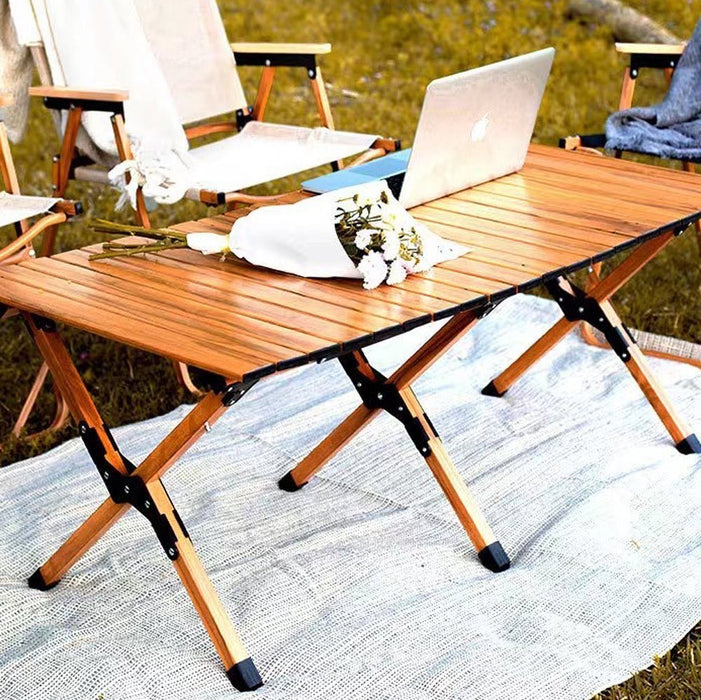 120cm Garden Outdoor Furniture Camping Chair Table Egg Roll Picnic Desk Folding Beach Set - Amazingooh Wholesale