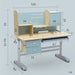 120cm Height Adjustable Children Kids Ergonomic Study Desk Only Blue AU - Amazingooh