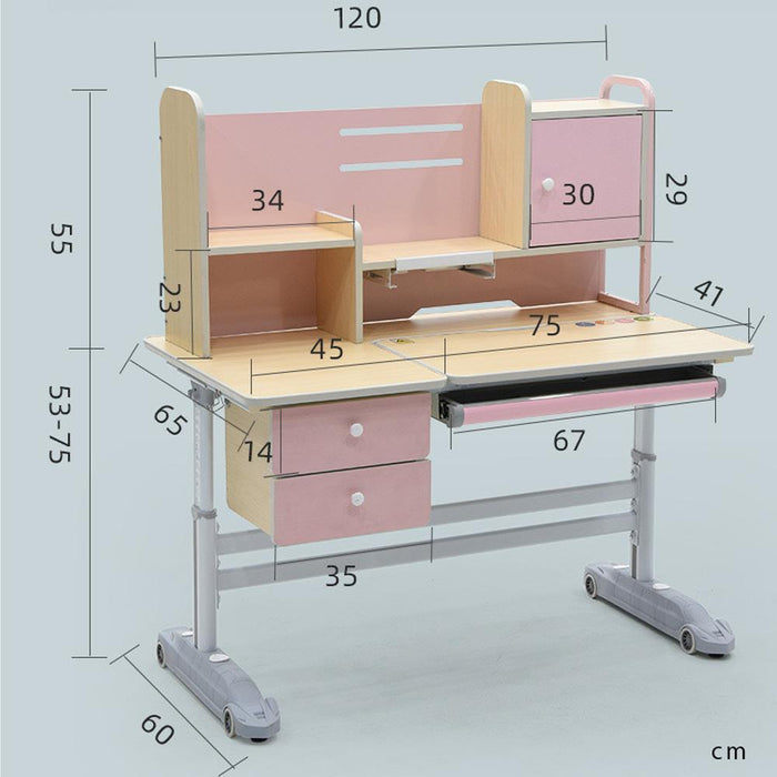 120cm Height Adjustable Children Kids Ergonomic Study Desk Only Pink AU - Amazingooh