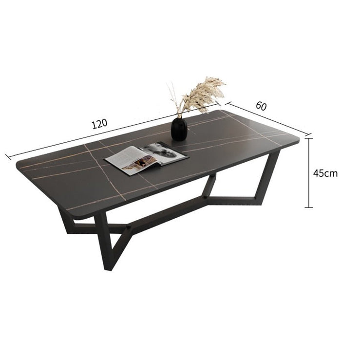 120x60cm Minimalist Slate Coffee Table Marble Tea Table Living Room Rectangle Cocktail Side Table Solid Metal Legs - Amazingooh Wholesale