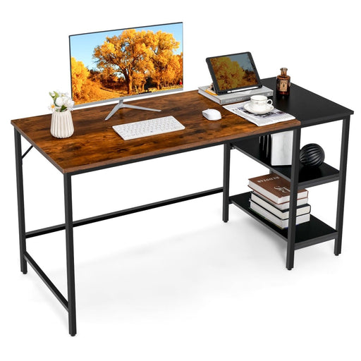 1.2m Computer Table Desk Book Storage Student Study Home Office Workstation Vintage Oak Finish - Amazingooh Wholesale