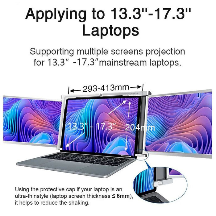 13.3 Inch FOPO Triple Portable Monitor 1080P FHD IPS Triple Monitor Laptop Screen Extender for 13.3"-17.3" Laptops 1 Cable for 2 displays - Amazingooh Wholesale