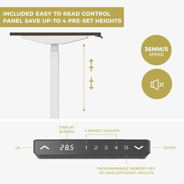 140cm Standing Desk Height Adjustable Sit Stand Motorised Dual Motors Frame Top - amazingooh