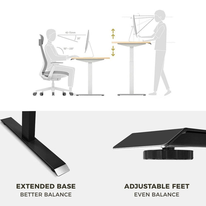 140cm Standing Desk Height Adjustable Sit Stand Motorised Dual Motors Frame Top - amazingooh