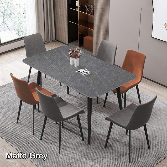 140x80cm Minimalist Slate Kitchen Dining Table Marble Lunch Dinner Table Solid Metal Legs - Amazingooh Wholesale