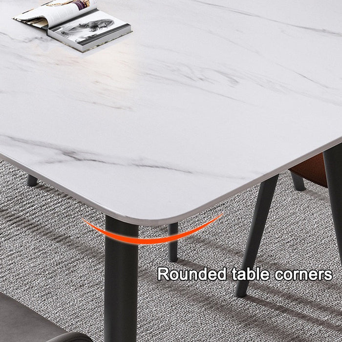 140x80cm Minimalist Slate Kitchen Dining Table Marble Lunch Dinner Table Solid Metal Legs - Amazingooh Wholesale