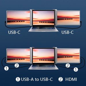 15 Inch Triple Portable Monitor FOPO FHD 1080P HDR IPS Laptop Monitor Screen Extender for Dual Monitor Display, for 15"-17" Laptops & Switch/Xbox/Phone Support Windows/MAC System Type-C/HDMI Port - amazingooh
