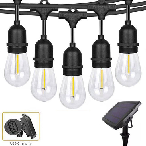 15M Solar/Plug Festoon String Lights Kits Globe Outdoor Christmas Party Garden - Amazingooh Wholesale