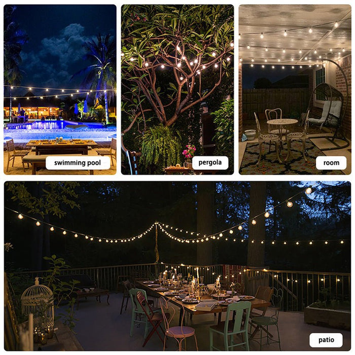 15M Solar/Plug Festoon String Lights Kits Globe Outdoor Christmas Party Garden - Amazingooh Wholesale