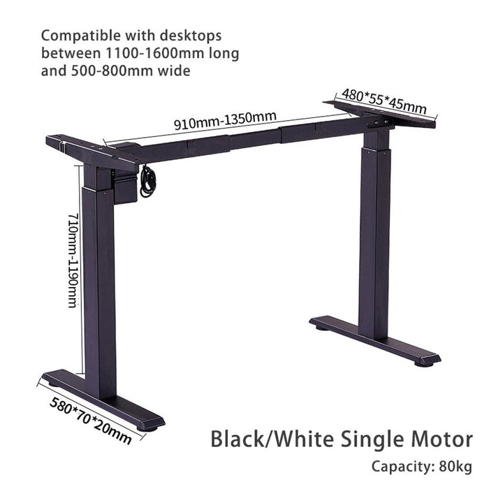 160cm Standing Desk Height Adjustable Sit Stand Motorised Single Motor Frame Top - amazingooh