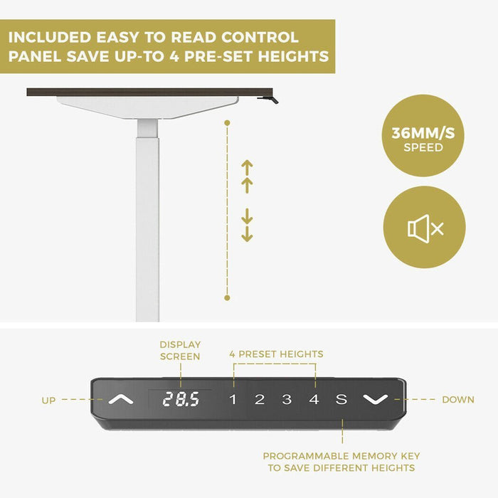 160cm Standing Desk Height Adjustable Sit Stand Motorised Single Motor Frame Top - amazingooh