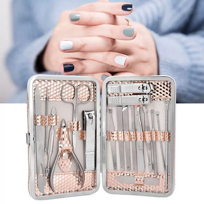 18PCS Manicure Set Tools Pedicure Kit Stainless Steel Nail Grooming Clippers AU - Amazingooh Wholesale