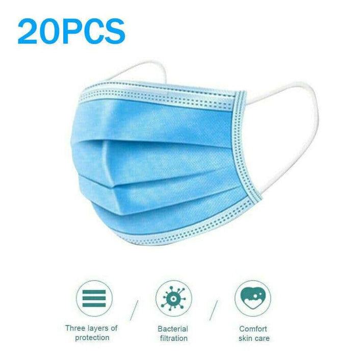 20 x Protective Face Mask CE CERTIFIED 3 Layer Anti Bacterial Filter Facemask AU SELLER - Amazingooh