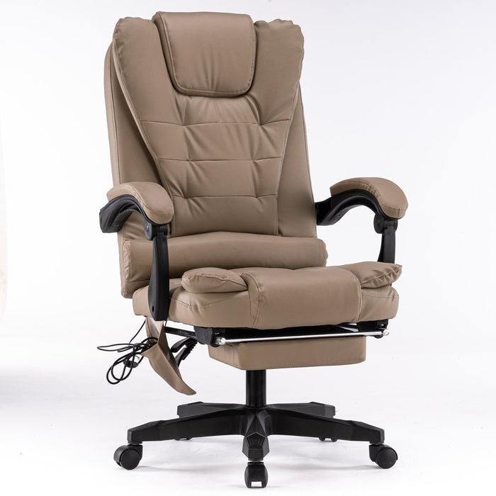 2022 New 8 Point Massage Chair Executive Office Computer Seat Footrest Recliner Pu Leather - Amazingooh Wholesale