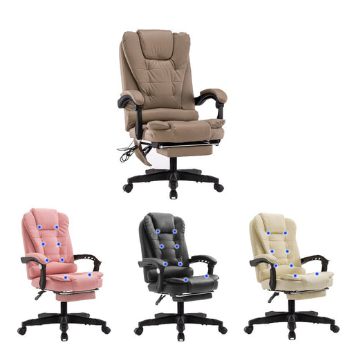 2022 New 8 Point Massage Chair Executive Office Computer Seat Footrest Recliner Pu Leather - Amazingooh Wholesale