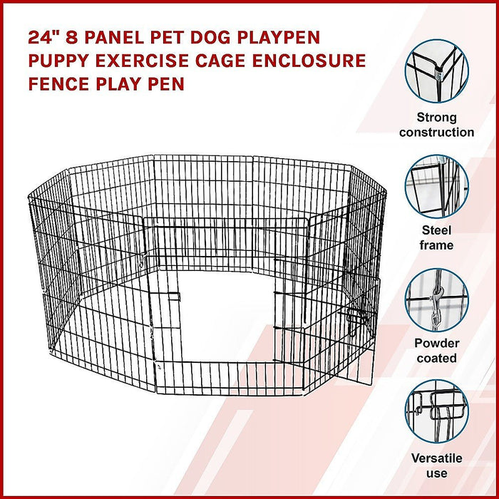 24" 8 Panel Pet Dog Playpen Puppy Exercise Cage Enclosure Fence Play Pen - Amazingooh Wholesale