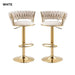 2x Height Adjustable Swivel Bar Stool Velvet Golden Base Chairs Padded Seat - Amazingooh Wholesale