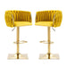 2x Height Adjustable Swivel Bar Stool Velvet Golden Square Base Barstools Chairs Padded Seat - Amazingooh Wholesale