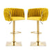 2x Height Adjustable Swivel Bar Stool Velvet Golden Square Base Barstools Chairs Padded Seat - Amazingooh Wholesale