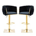 2x Height Adjustable Swivel Bar Stool Velvet Golden Square Base Barstools Chairs Padded Seat - Amazingooh Wholesale