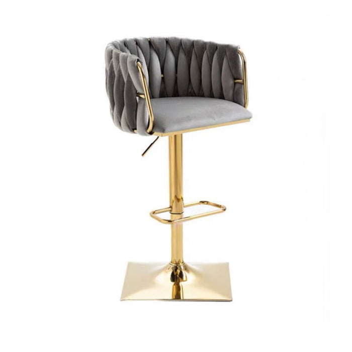 2x Height Adjustable Swivel Bar Stool Velvet Golden Square Base Barstools Chairs Padded Seat - Amazingooh Wholesale