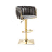 2x Height Adjustable Swivel Bar Stool Velvet Golden Square Base Barstools Chairs Padded Seat - Amazingooh Wholesale