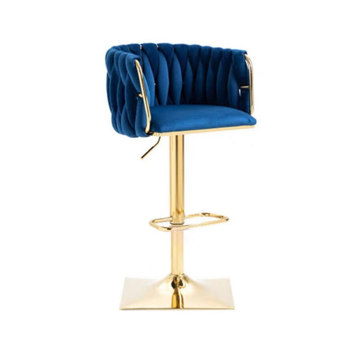 2x Height Adjustable Swivel Bar Stool Velvet Golden Square Base Barstools Chairs Padded Seat - Amazingooh Wholesale