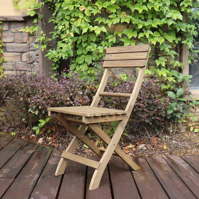 3 Piece Folding Bistro Set Solid Fir Wood Square Table Chair Garden Outdoor Lounge Set AU - Amazingooh
