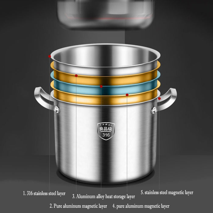 316 Stainless Steel 2.5mm Thick Soup Pot 28cm Inner Diameter Healthy Cooking - Amazingooh Wholesale