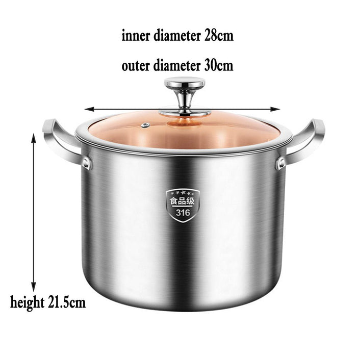 316 Stainless Steel 2.5mm Thick Soup Pot 28cm Inner Diameter Healthy Cooking - Amazingooh Wholesale