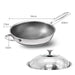 316 Stainless Steel Non-Stick Stir Fry Cooking Kitchen Wok Pan with Lid Honeycomb Double Sided - amazingooh