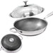 316 Stainless Steel Non-Stick Stir Fry Cooking Kitchen Wok Pan with Lid Honeycomb Double Sided - amazingooh