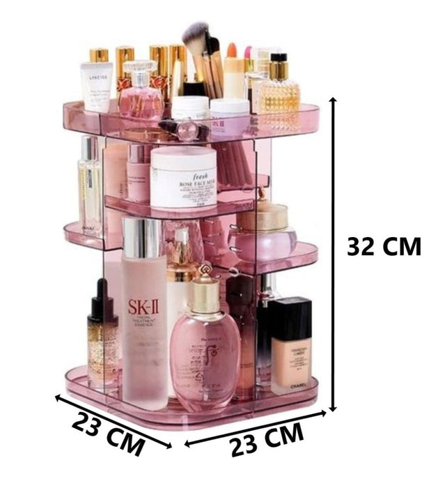 360 Rotating Large Capacity Makeup Organizer for Bedroom and Bathroom (Pink) - Amazingooh Wholesale