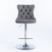 4x Height Adjustable Swivel Bar Stool Velvet Stud Barstool with Footrest and Chromed Base- Gray - Amazingooh Wholesale