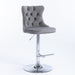 4x Height Adjustable Swivel Bar Stool Velvet Stud Barstool with Footrest and Chromed Base- Gray - Amazingooh Wholesale