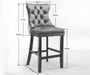 4X Velvet Bar Stools with Studs Trim Wooden Legs Tufted Dining Chairs Kitchen - Amazingooh Wholesale