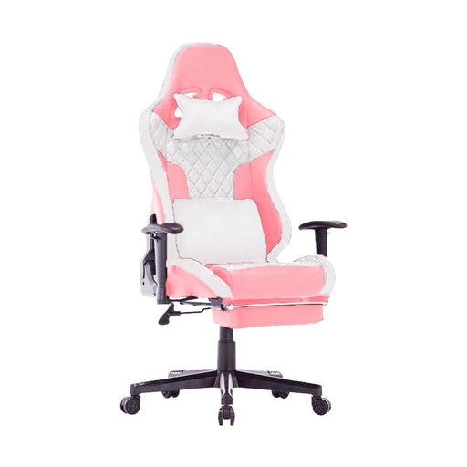 7 RGB Lights Bluetooth Speaker Gaming Chair Ergonomic Racing chair 165° Reclining Gaming Seat 4D Armrest Footrest Pink White - Amazingooh Wholesale