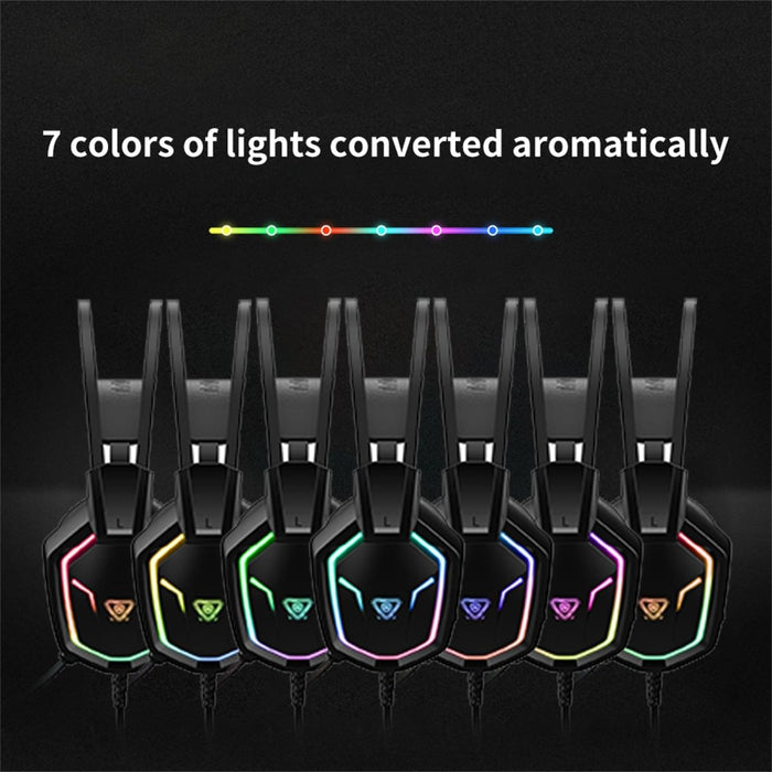 7.1 Surround RGB Gaming Headset Automatic Adjustment Headband Rainbow Light - Amazingooh Wholesale