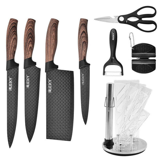 8 pieces Kitchen Knife Set Everich Chef Sharpener Knives Stainless Steel Nonstick Scissor Gift - amazingooh