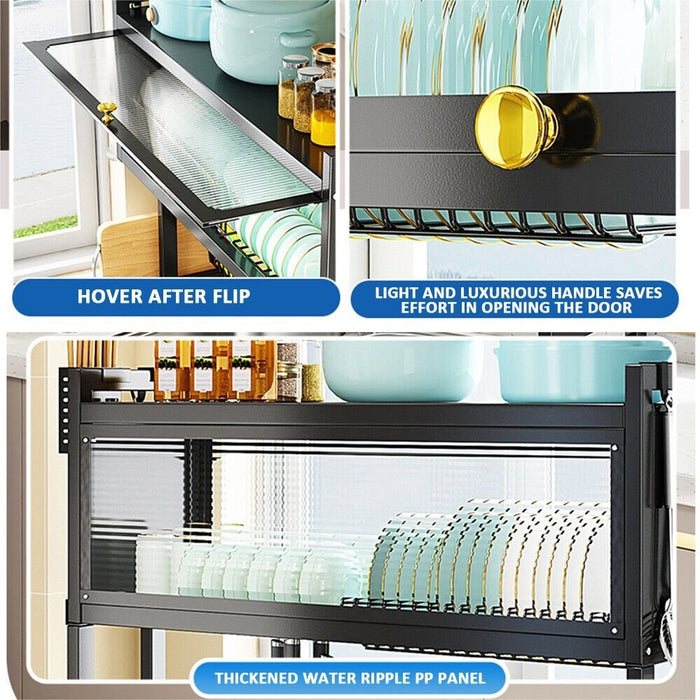 85cm Double Tier Enclosed Dish Drying Rack Holder Drain caddy Kitchen Drainer Storage Over Sink Organiser Storage - Amazingooh Wholesale