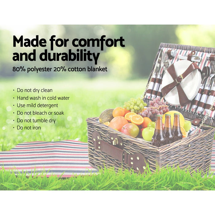Alfresco 4 Person Picnic Basket Baskets Deluxe Outdoor Corporate Gift Blanket - Amazingooh Wholesale