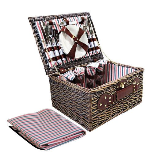 Alfresco 4 Person Picnic Basket Baskets Deluxe Outdoor Corporate Gift Blanket - Amazingooh Wholesale