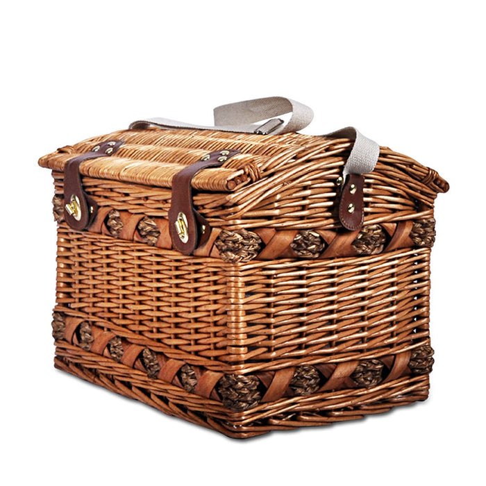 Alfresco 4 Person Picnic Basket Baskets Wicker Deluxe Outdoor Insulated Blanket - Amazingooh Wholesale