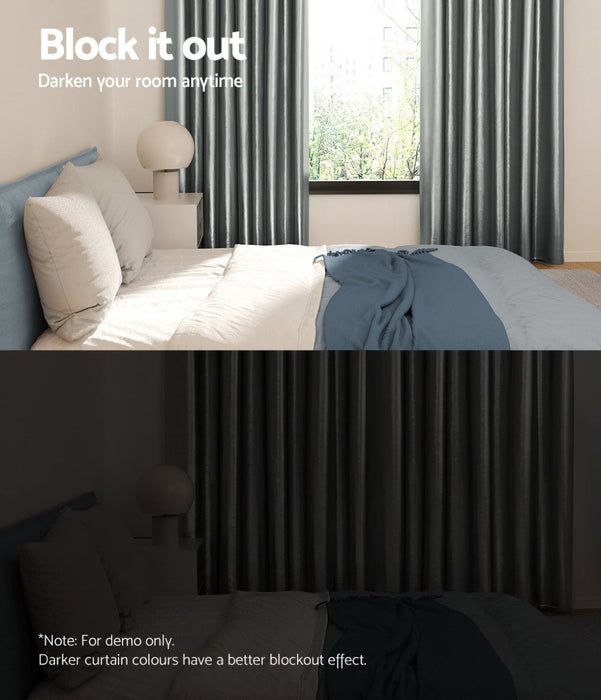 Artiss 2X Blockout Curtains Blackout Window Curtain Eyelet 240x230cm Grey - Amazingooh Wholesale