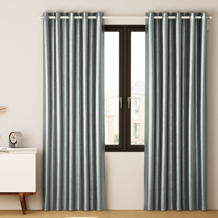 Artiss 2X Blockout Curtains Blackout Window Curtain Eyelet 240x230cm Grey - Amazingooh Wholesale