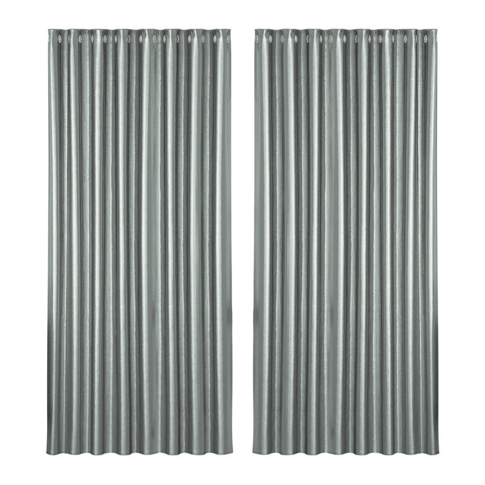 Artiss 2X Blockout Curtains Blackout Window Curtain Eyelet 300x230cm Grey - Amazingooh Wholesale