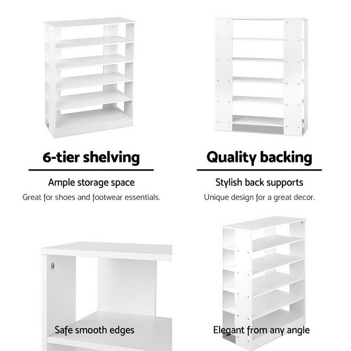 Artiss 6-Tier Shoe Rack Cabinet - White - Amazingooh Wholesale